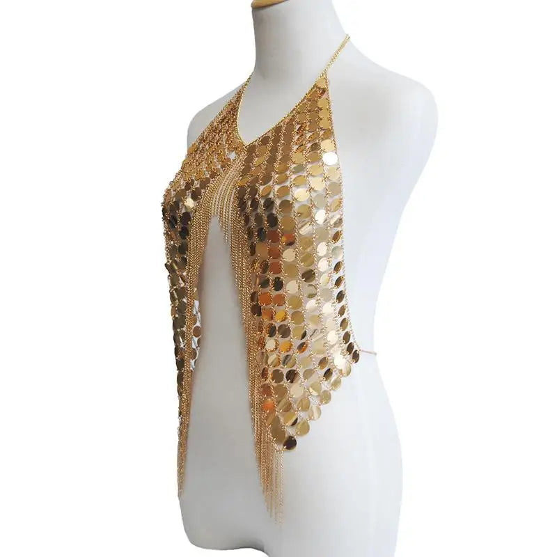 Bling Sequin Metal Chain Crop Top – Daring & Glamorous crop top LUNARITY GARAGE