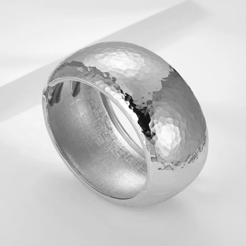 Vintage Geometric Wide Stripe Metal Open Bracelet Bracelets Lunarity Garage Silver