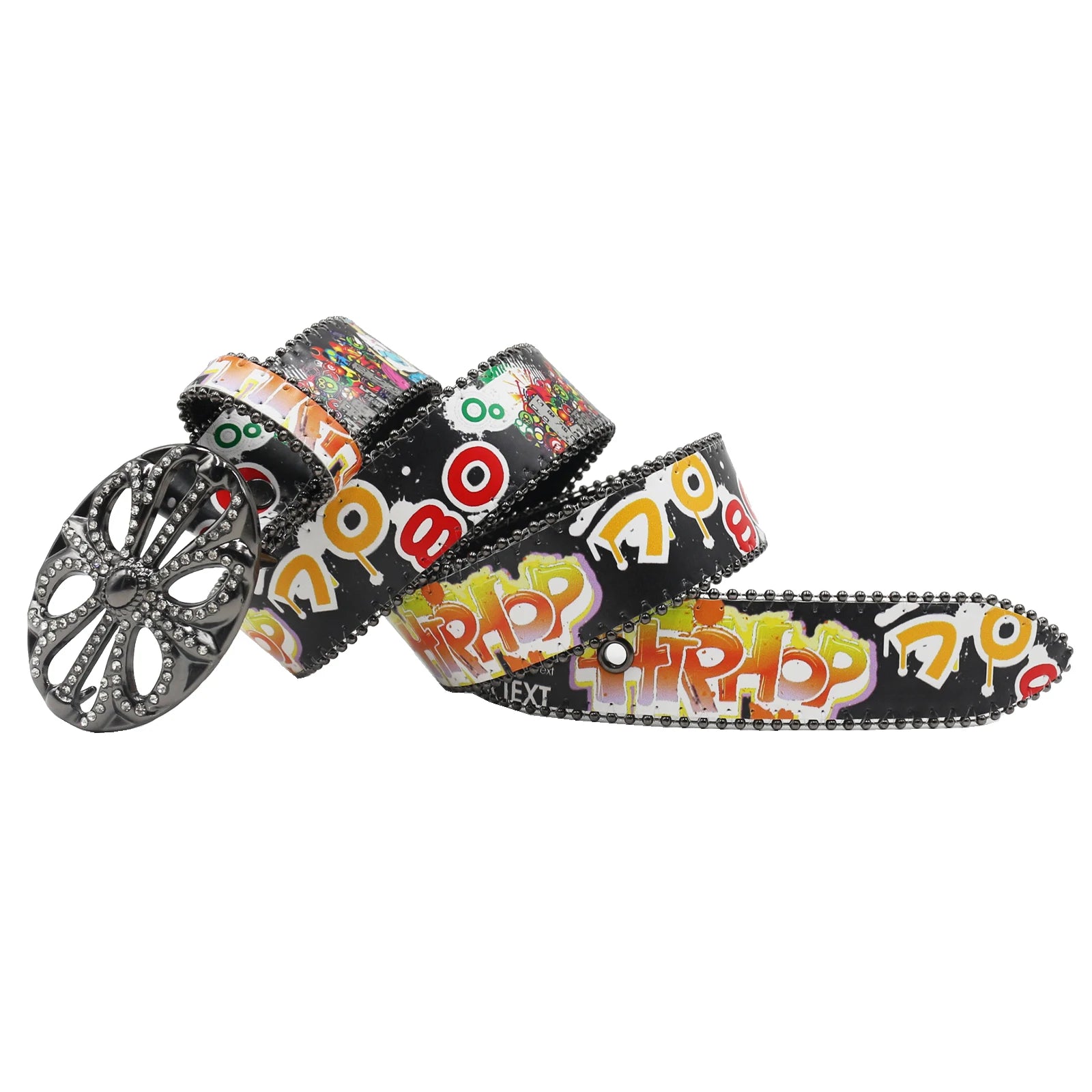 Bohemia Hip-Hop Graffiti Print Rhinestone Belt – Cowgirl & Cowboy Bling belt LUNARITY GARAGE