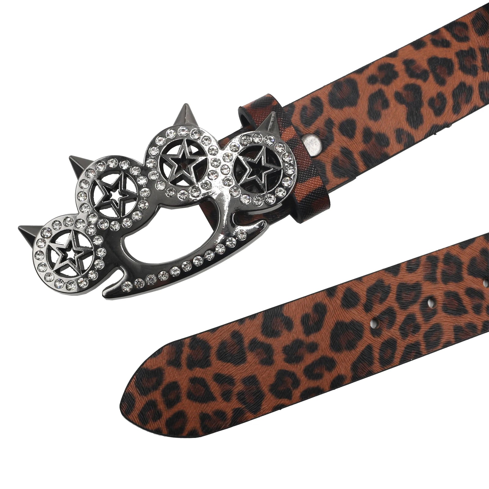 Leopard Print Trendy Rhinestone Belt – Elegant Shiny CAT Design (3.8cm) belt LUNARITY GARAGE