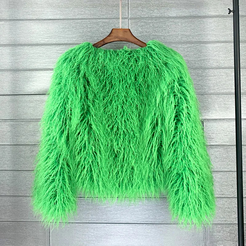 Fur Coats Women Autumn Winter Top Fashion Pink Faux Fur Coat Elegant Thick Warm Faux Fur Jackets for Women 2025 coat LUNARITY GARAGE Green S