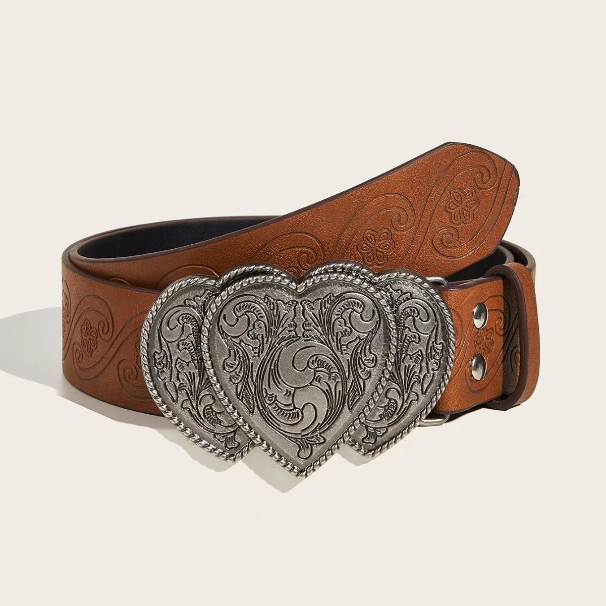 Gothic Punk Y2K Leather Belt - Metal Buckle Designer Waist Strap for Women & Men Belt LUNARITY GARAGE Camel-A 105CM