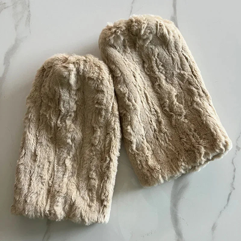 Winter Fluffy Faux Fur Boots Covers – Cozy Y2K Leg Warmers for Mid-Calf Warmth Leg Warmers LUNARITY GARAGE Light Brown 30cm