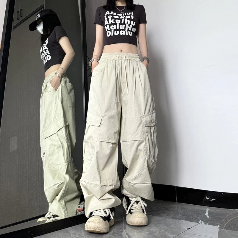 Y2K High Waist Wide Leg Cargo Pants – Streetwear Essential Pants LUNARITY GARAGE