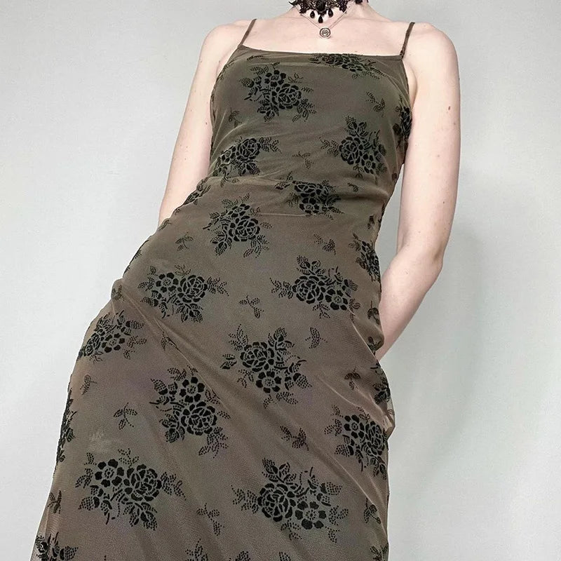 Sexy Floral Print Mesh Patchwork Dress Dress Lunarity Garage   