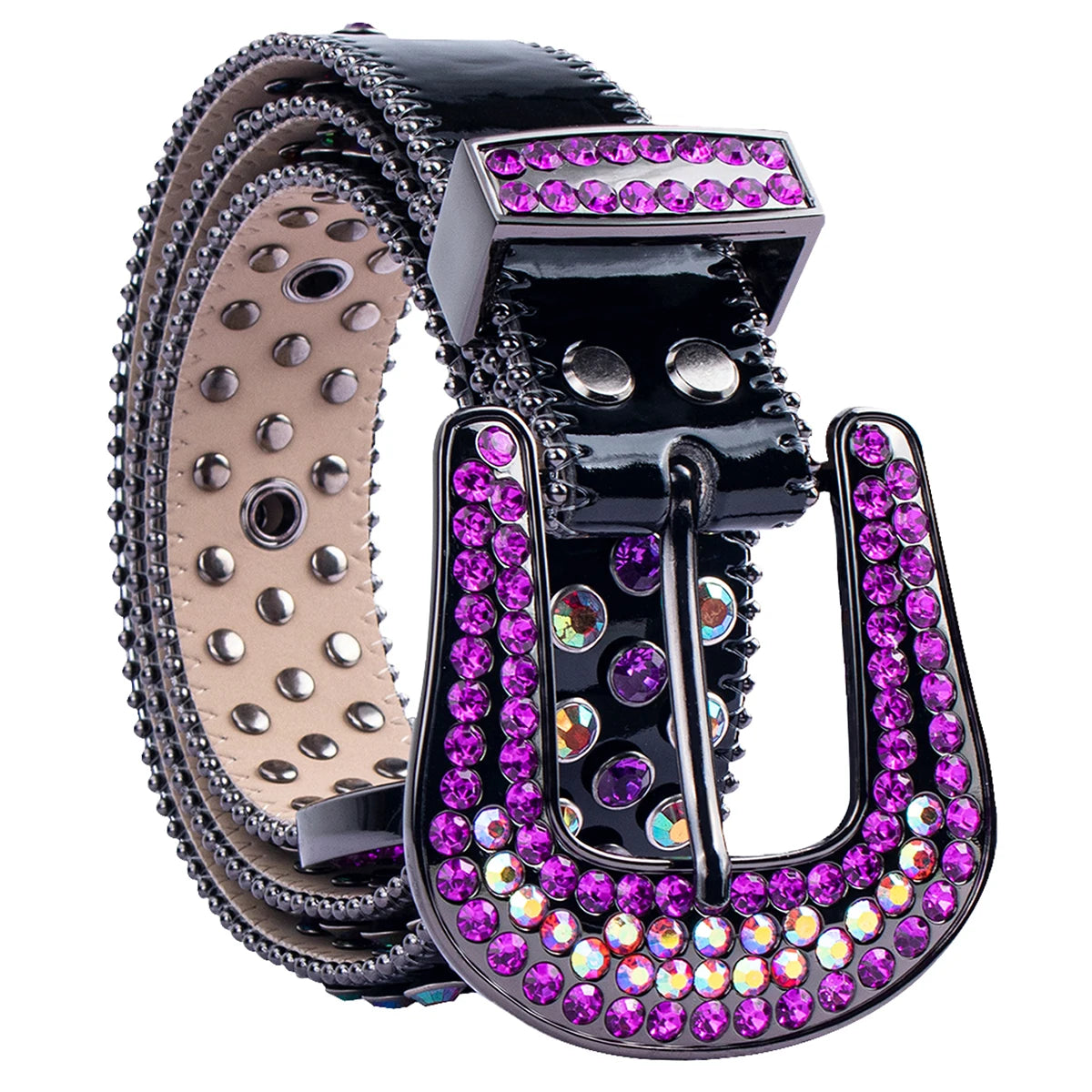 Sparkle Rhinestone Western Cowboy Belt - Purple Crystal Studded Strap for Jeans Belt LUNARITY GARAGE