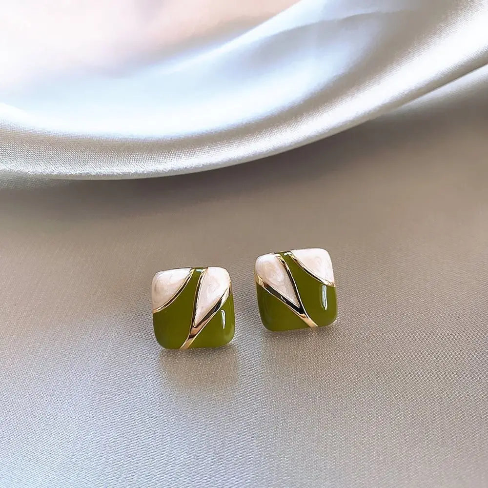 Design Girl Gift Dripping Oil Fashion Jewelry Alloy Ear Studs Women Square Earrings Girl Stud Earrings Korean Style Earrings Earrings Lunarity Garage