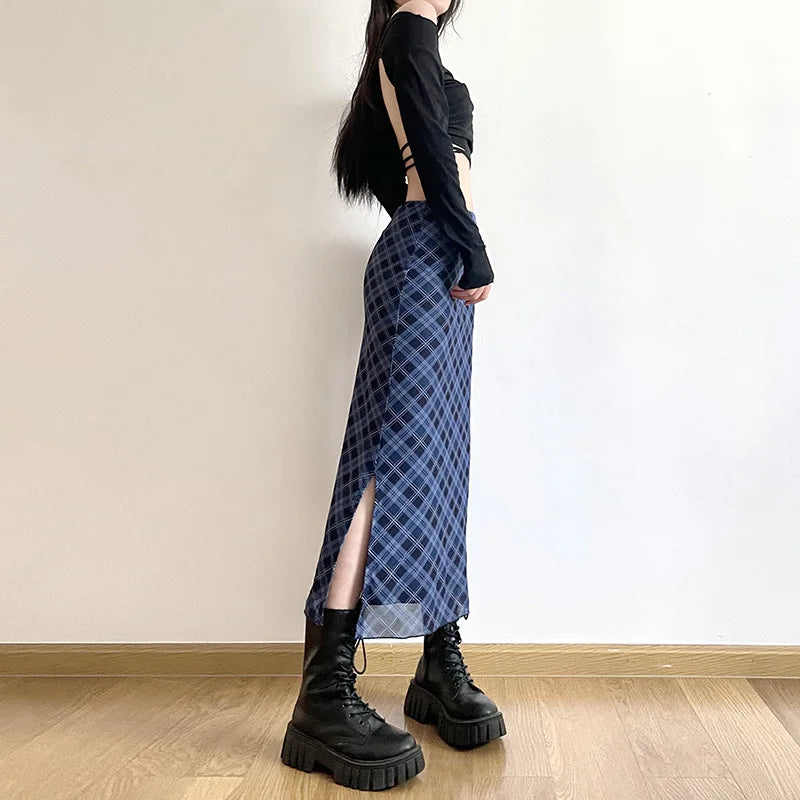 Plaid Print Wrap Pencil Skirt – Vintage Elegance with a Modern Twist Skirts LUNARITY GARAGE
