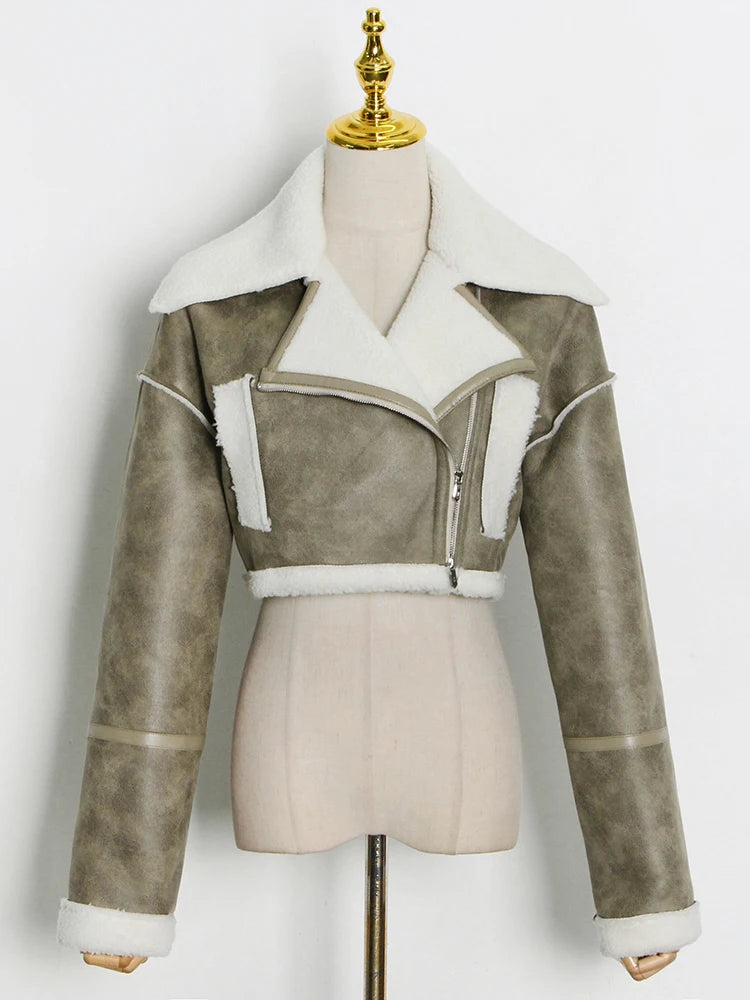 Women's Winter Streetwear Jacket – Short Zipper Coat with Turn-Down Collar jacket LUNARITY GARAGE