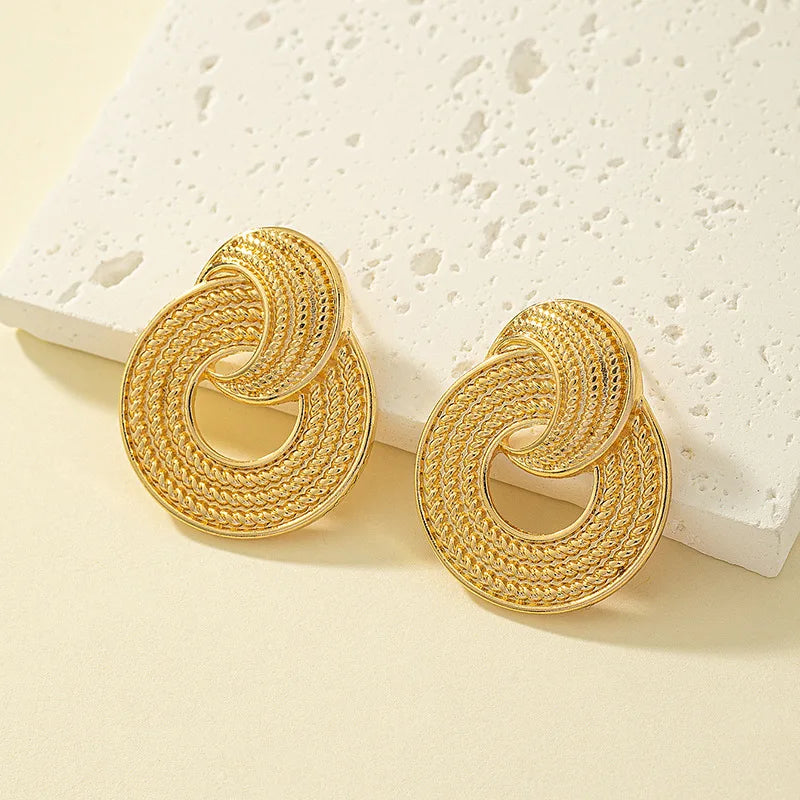 European Vintage Geometric Round Moon Stud Earrings Earrings Lunarity Garage   