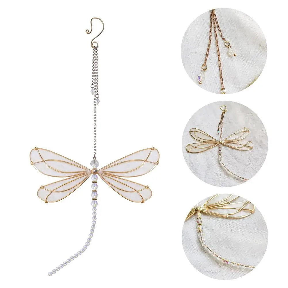 Metal Wing Dragonfly & Butterfly Crystal Suncatcher – Garden Wind Chimes & Home Window Car Decor Suncatcher Lunarity Garage