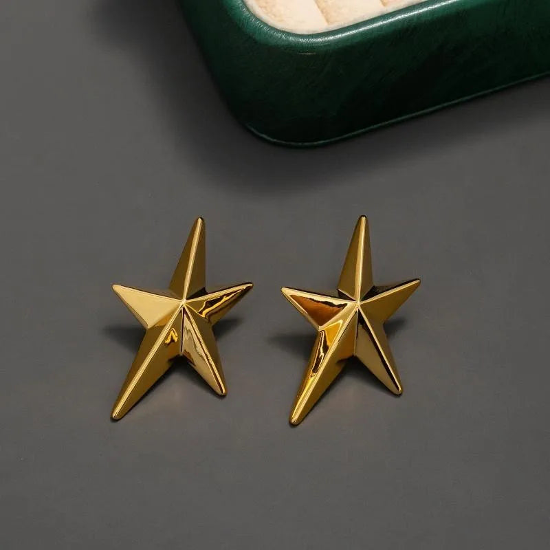 Simple Geometric Five-Pointed Star Metal Earrings Earrings Lunarity Garage   