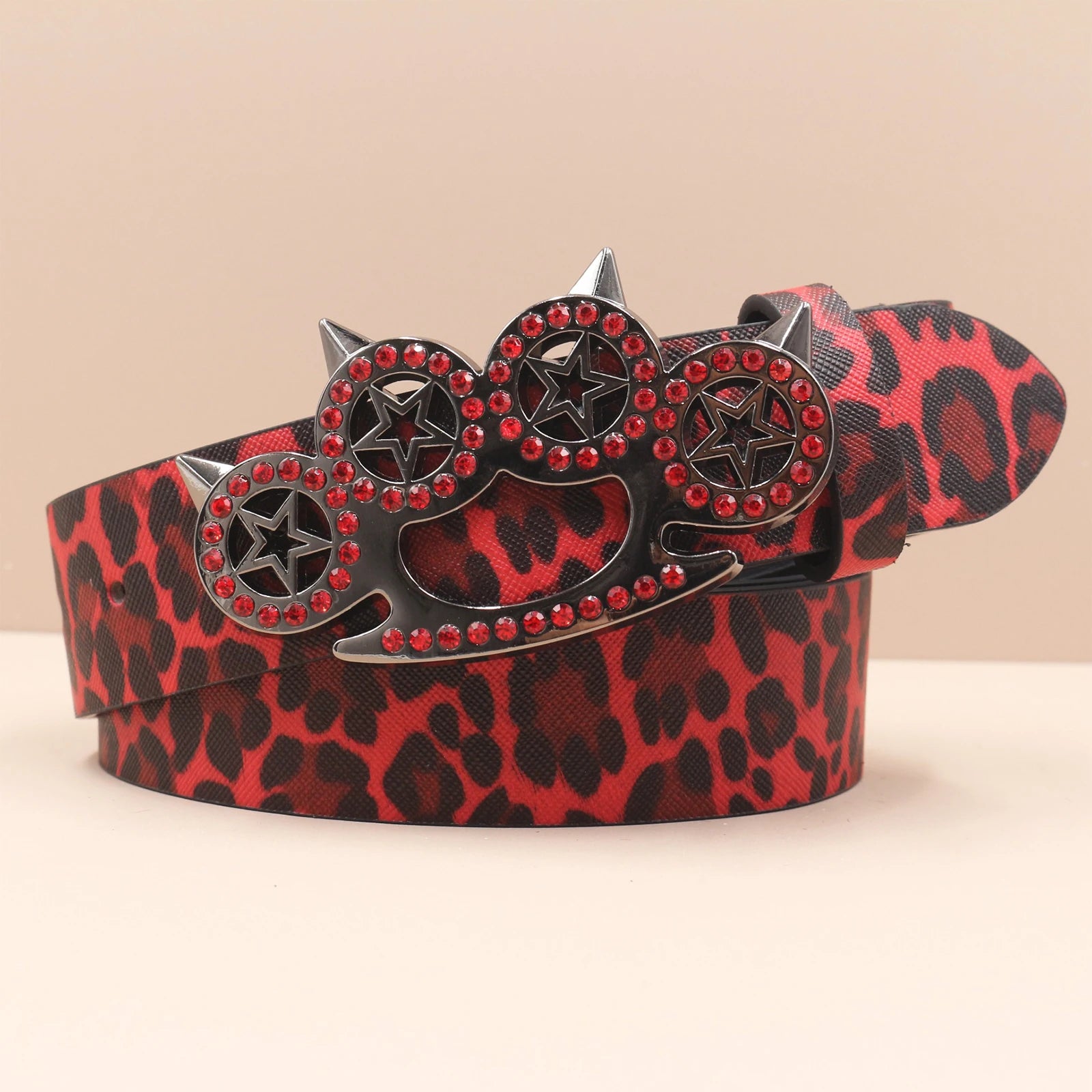 Leopard Print Rhinestone Y2K Belt - Hip Hop Western Shiny Waistband Belt LUNARITY GARAGE