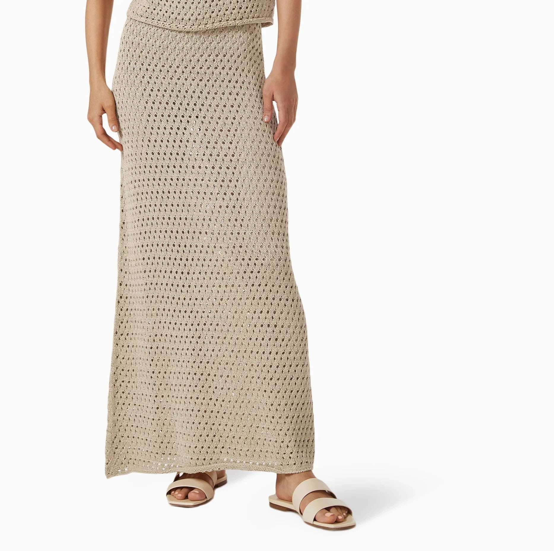 Effortless Beach Chic: The Solid Knit Hollow Out Half Skirt Cover Up cover ups LUNARITY GARAGE