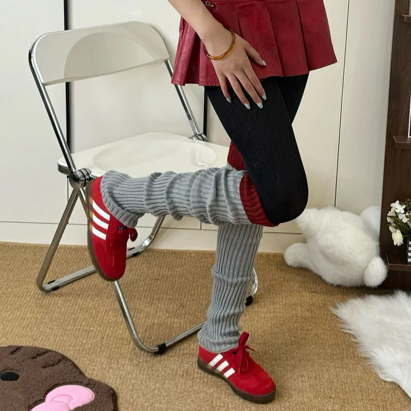 Vintage Angola Red Knee-High Socks – Gothic Stacked Leg Warmers for Winter Leg Warmers LUNARITY GARAGE