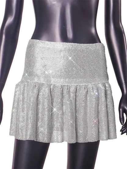 Rhinestone Mini Skirt – Sparkling Y2K Partywear Skirts LUNARITY GARAGE