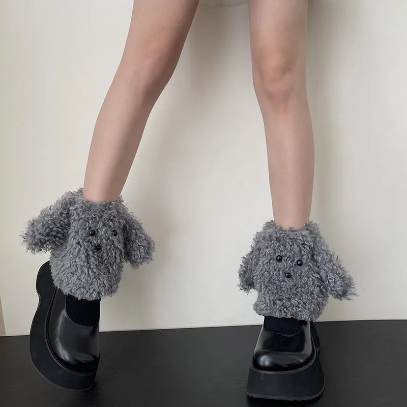 Funny Teddy Curly Leg Warmers – Cute Dog Animal Leg Warmers for Women, Winter JK Girl Cosplay, Y2K, Harajuku & Lolita Style Leg Warmers LUNARITY GARAGE