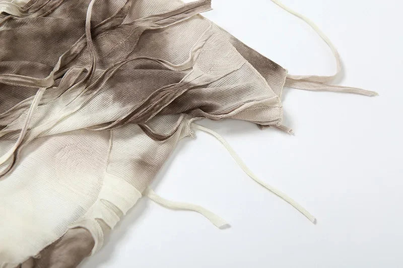 Vintage Tie-Dye Slim Fit Hooded Bodycon with Tassel Mini Dress Dress Lunarity Garage