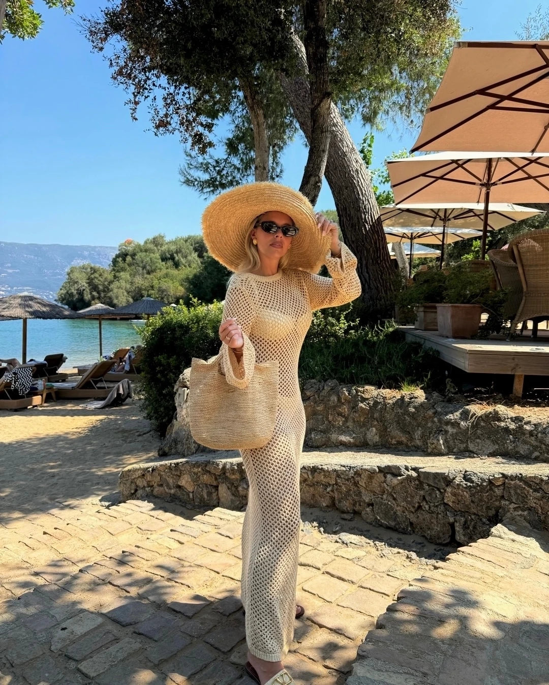 Sexy U-Neck Bell Sleeve Knit Maxi Dress | Summer Beach Cover-Up & Holiday Outfit K21 cover up LUNARITY GARAGE