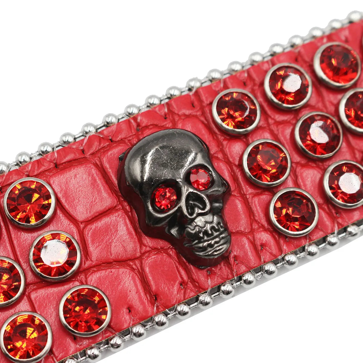 Wide Rhinestone Skull Bracelet – PU Leather Statement Cuff Bracelets LUNARITY GARAGE