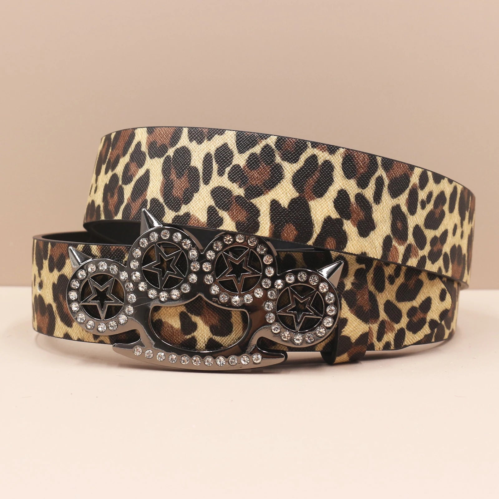 Leopard Print Rhinestone Y2K Belt - Hip Hop Western Shiny Waistband Belt LUNARITY GARAGE Yellow 105CM