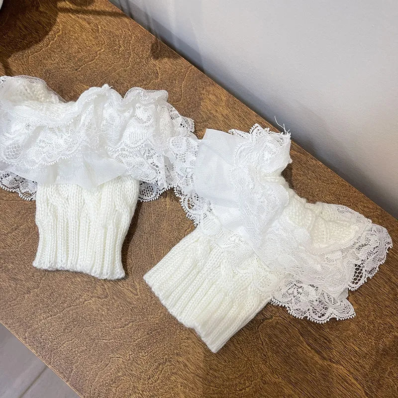 Vintage Y2K Winter Lace Boots Socks Leg Warmers Lunarity Garage White One Size 