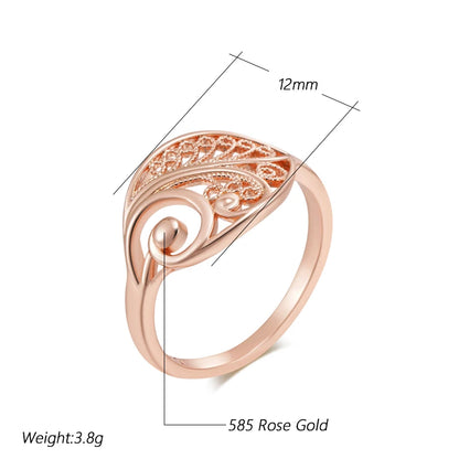 Glossy Rose Gold Hollow Flower Bridal Ring – Unique Ethnic Jewelry ring LUNARITY GARAGE   