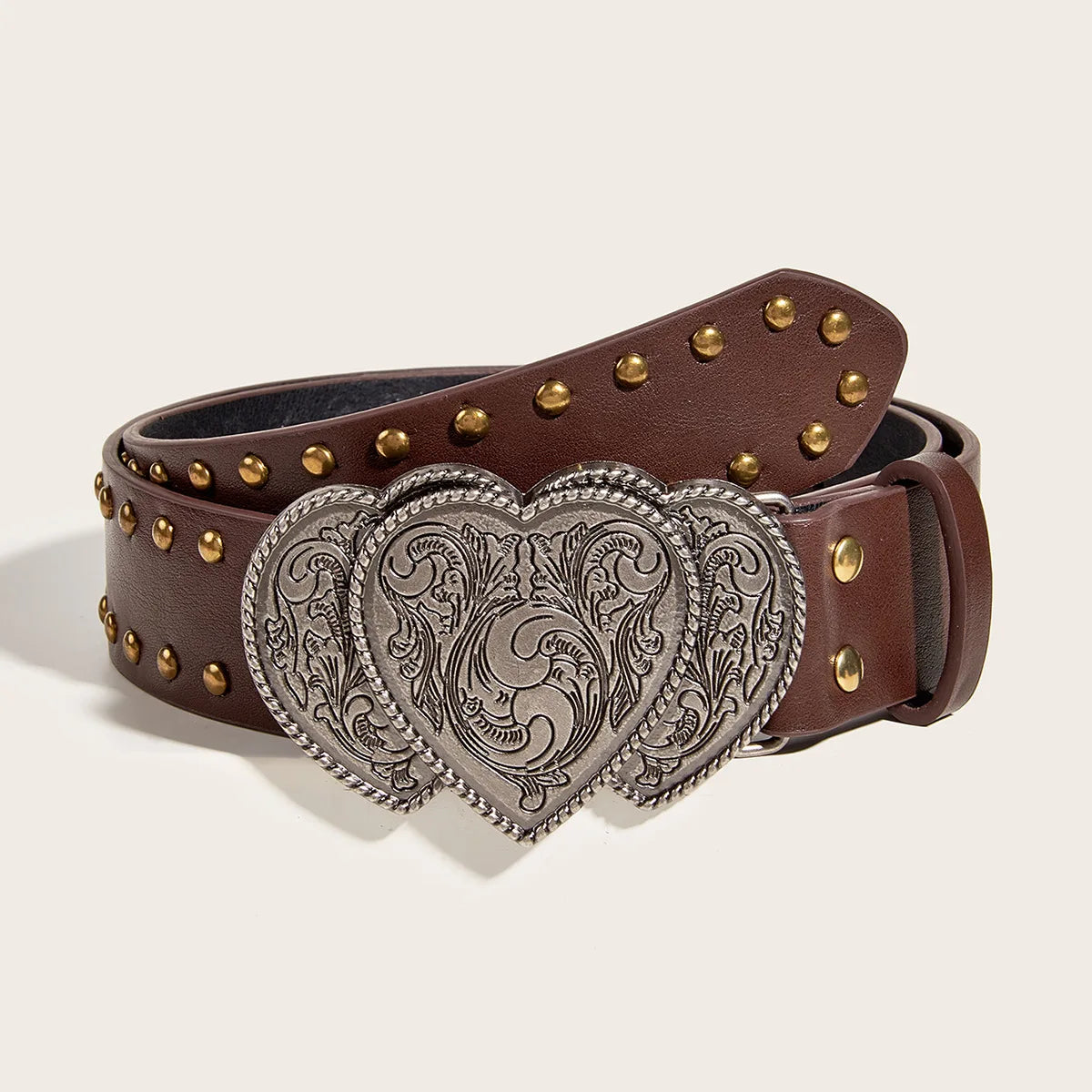 Gothic Punk Y2K Leather Belt - Metal Buckle Designer Waist Strap for Women & Men Belt LUNARITY GARAGE Coffee 105CM