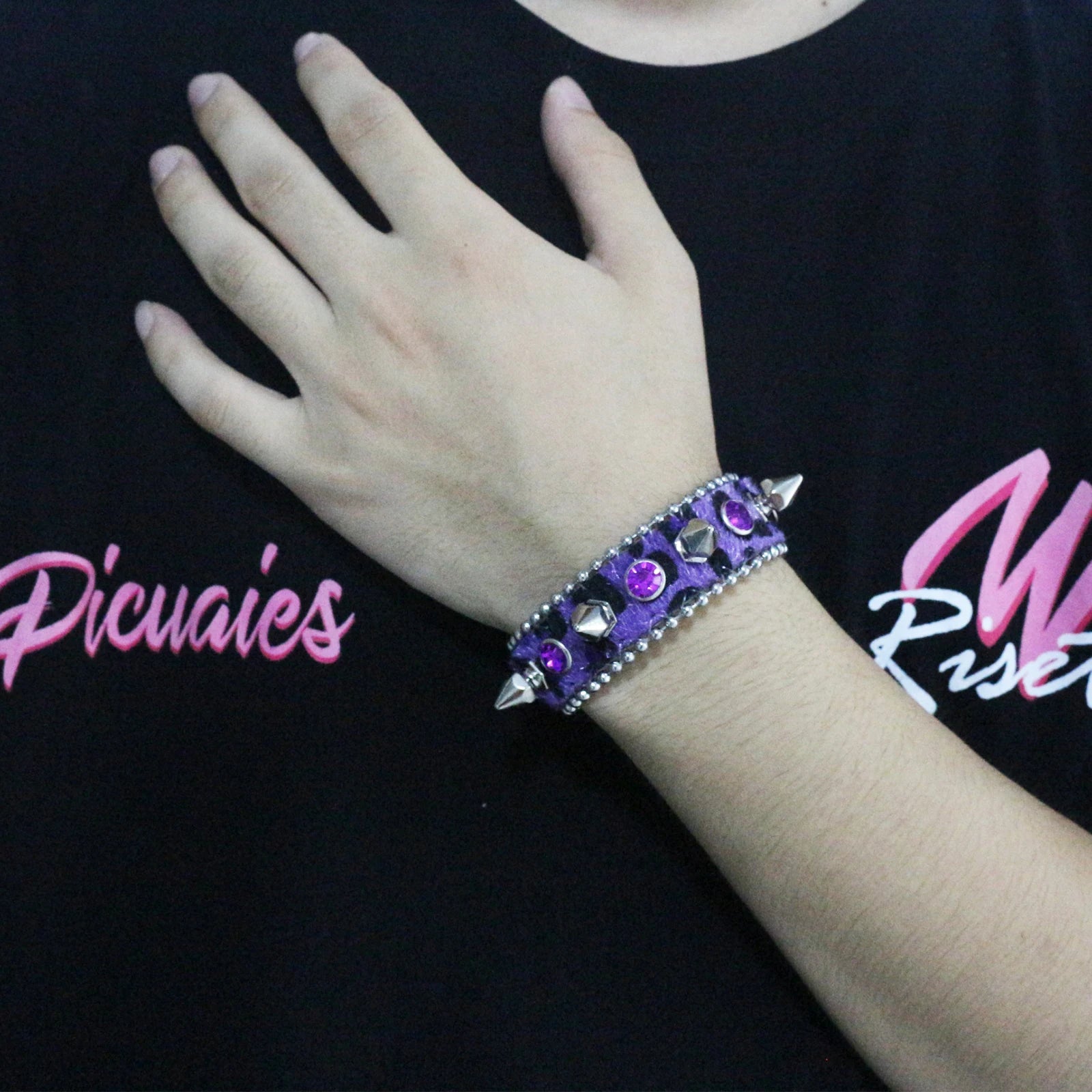 Superior Rhinestone Y2K Bracelet – Punk Style PU Leather Strap (Unisex) Bracelets LUNARITY GARAGE
