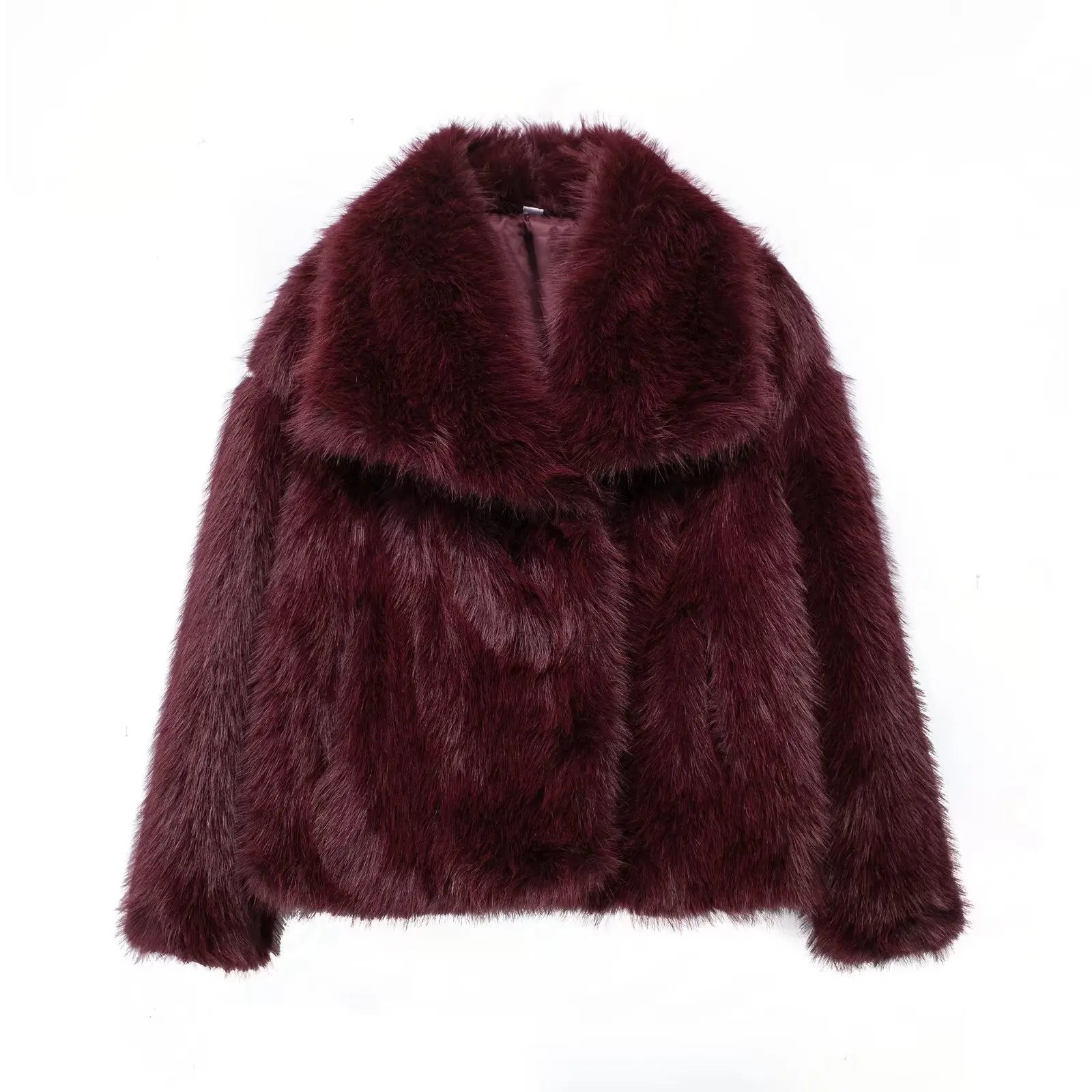 Vintage Cropped Faux Fur Jacket – Elegant Winter Style fur coat LUNARITY GARAGE Wine Red M