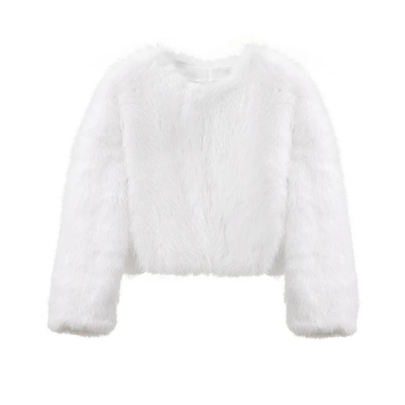 Iconic Gradient Faux Fur Cropped Jacket Jackets Lunarity Garage White S