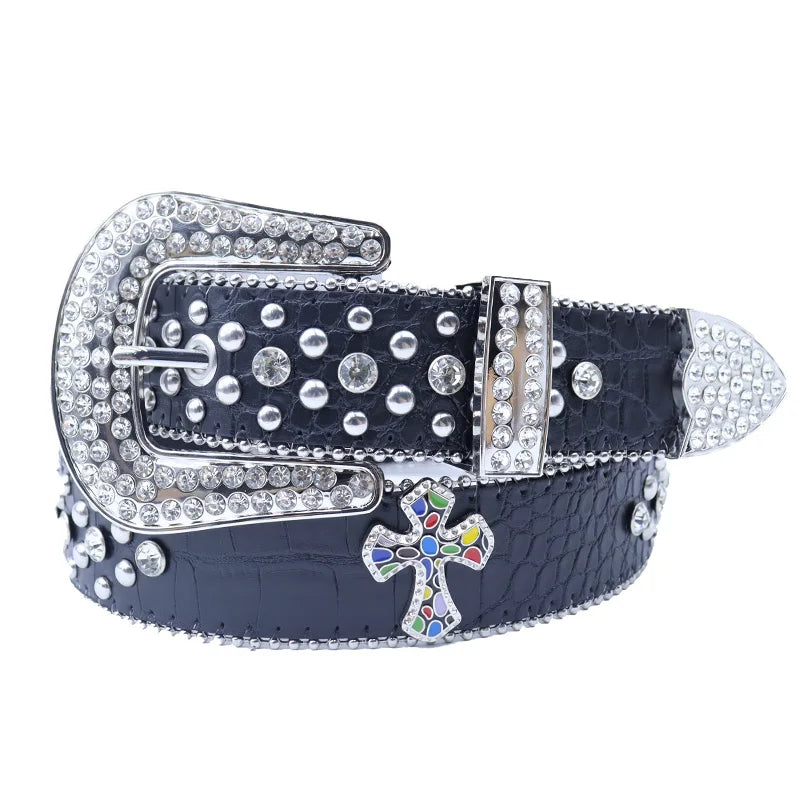 Shine Rhinestone Punk Cowboy Belt - Unisex Y2K Crystal Belt for Jeans & Pants Belt LUNARITY GARAGE