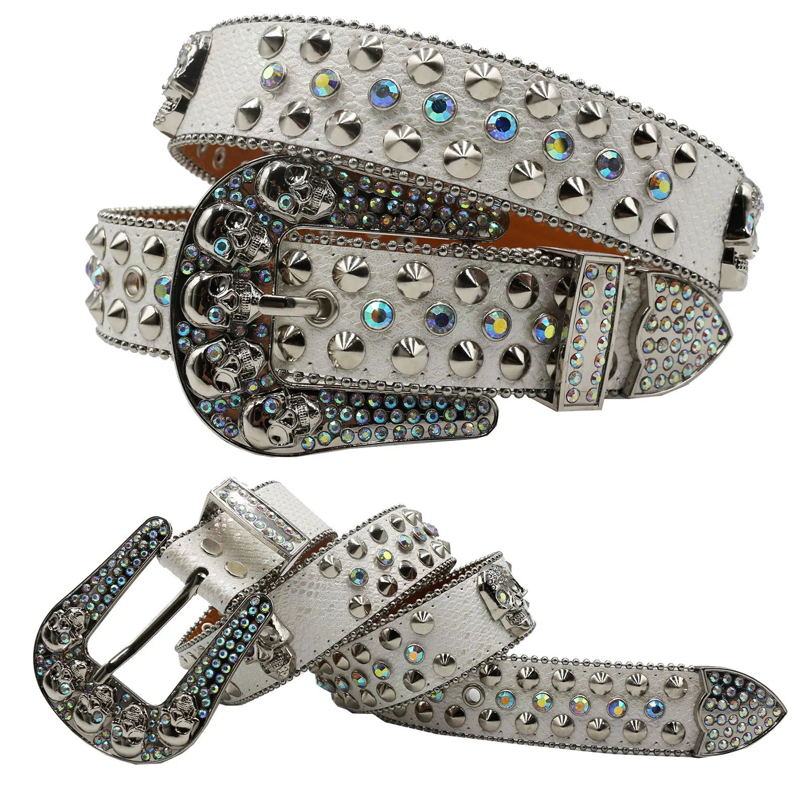 Skull Rhinestone Cowboy Belt – European & American Style Pin Buckle belt LUNARITY GARAGE