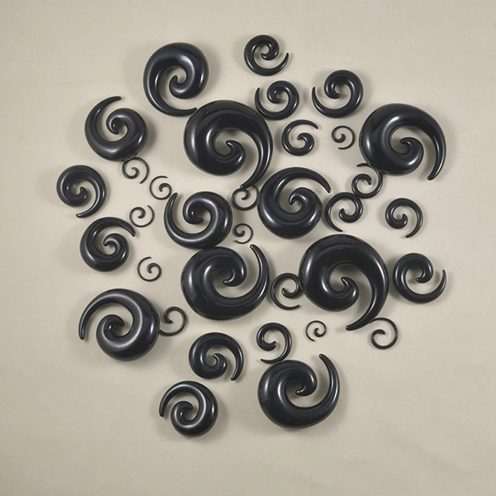 1Pair Acrylic Black Ear Spiral Expander Ear Plugs Spiral Ear-Piercing Stretcher Body Jewelry 1.2mm-24mm Piercing Jewelry Ear Piercings Lunarity Garage