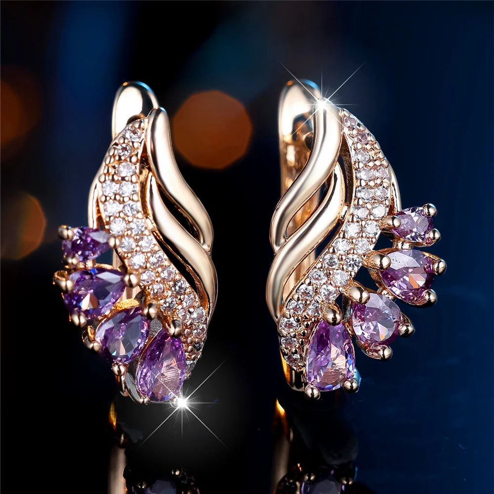 Radiant Amethyst Hoop Earrings Earrings LUNARITY GARAGE Gold Color  