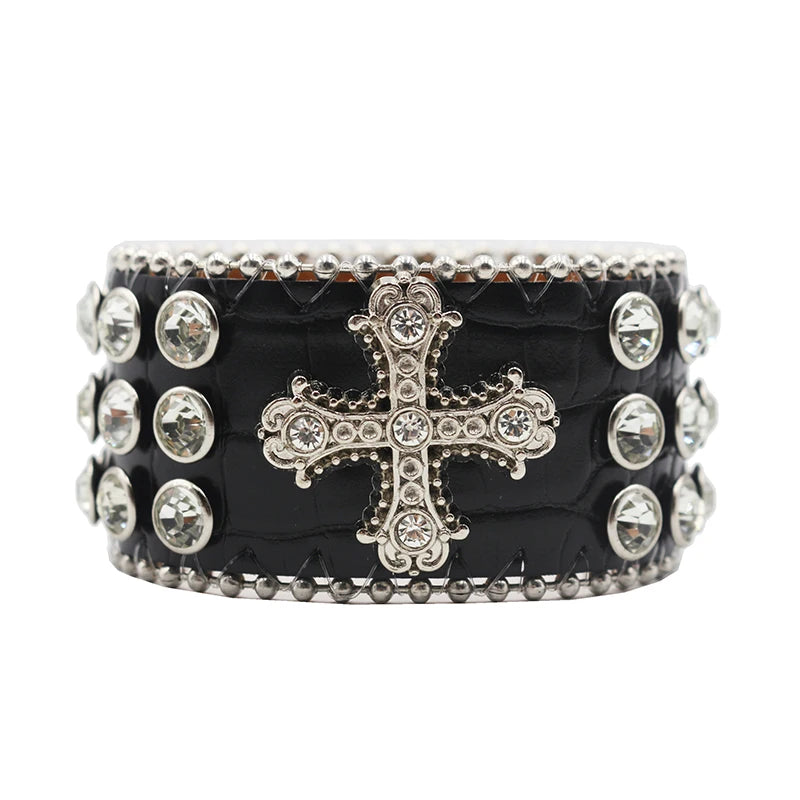 Rhinestone Cross Bracelet Bracelets LUNARITY GARAGE Black