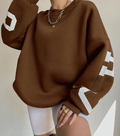 Back Letters Print Oversized Sweatshirt – Cozy Streetwear for Autumn & Winter Sweatshirts Lunarity Garage Brown S