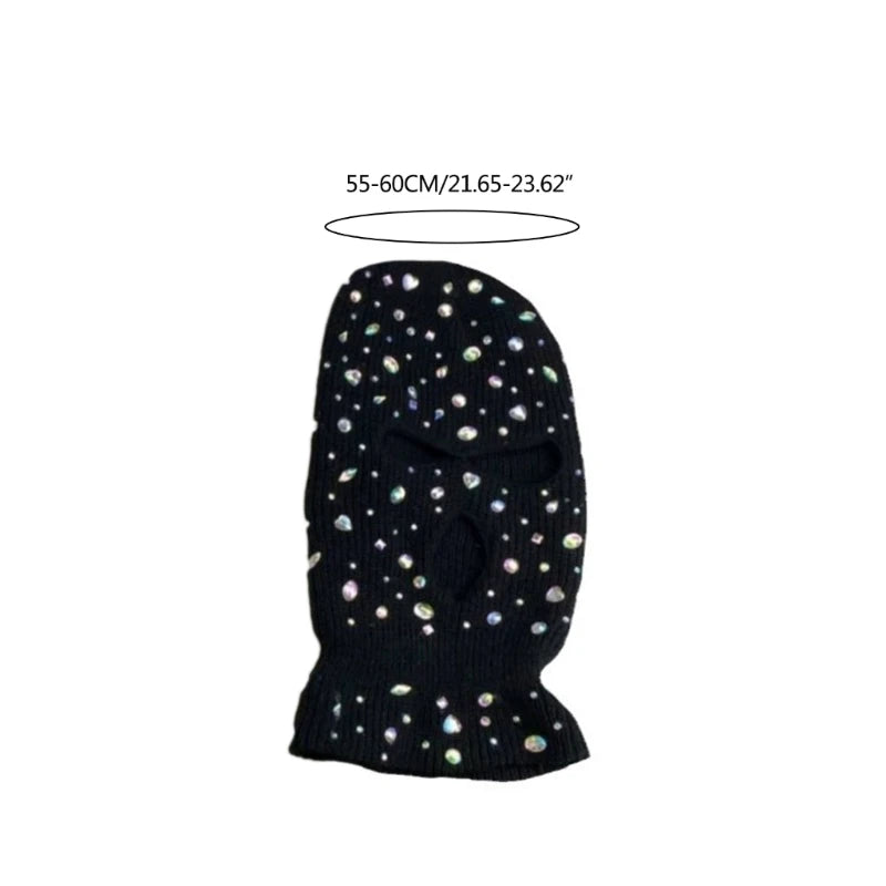 Bling Bling Jeweled Balaclava – Rhinestone Face Cover & Hooded Neck Warmer Balaclavas LUNARITY GARAGE