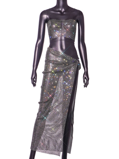 Glamorous Sheer Rhinestone Dress – Dazzle at Every Occasion Dress LUNARITY GARAGE