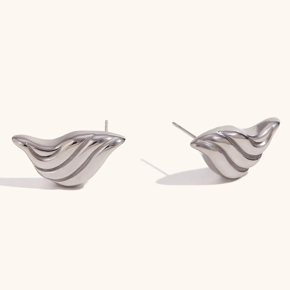 Stylish Unique Stainless Steel Abigail Croissant Earrings Personalized Metal Texture Tarnish Resistant Ear Daily Jewelry Earrings Lunarity Garage   