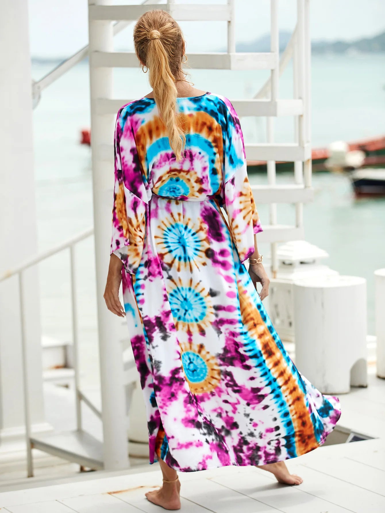 The Africa Printed Beach Kimono Cover-Up
