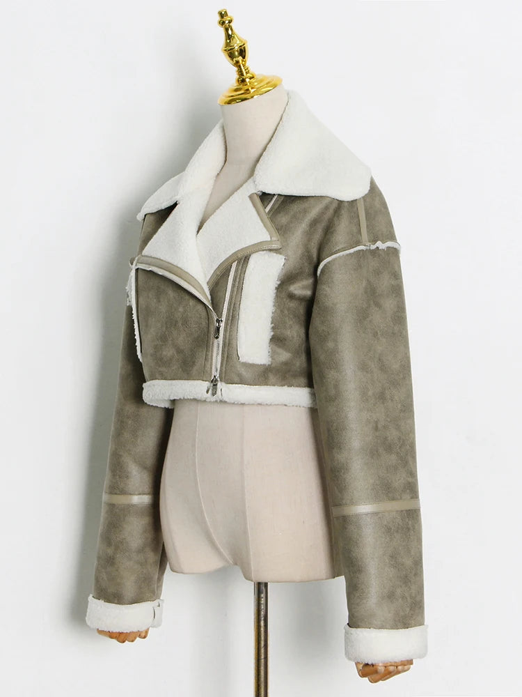 Women's Winter Streetwear Jacket – Short Zipper Coat with Turn-Down Collar jacket LUNARITY GARAGE