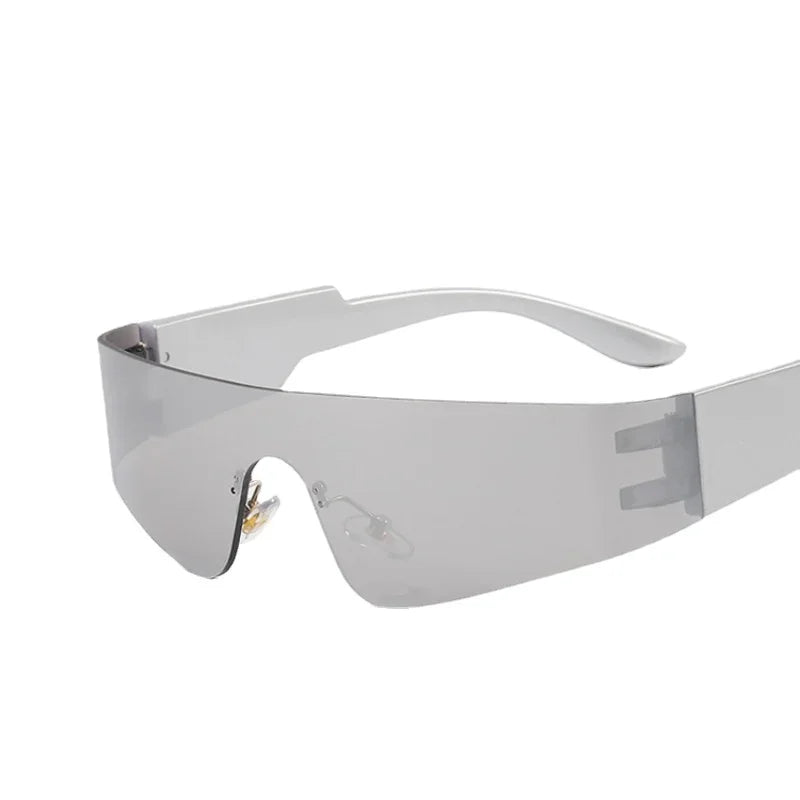 Rimless Oval Rave Sunglasses - Stylish Y2K Sport Eyewear Sunglasses Lunarity Garage Gray