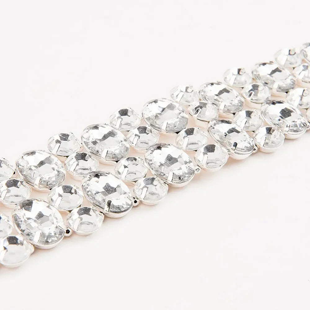 Large Rhinestone Multi-Row Choker Necklace Necklace Lunarity Garage   