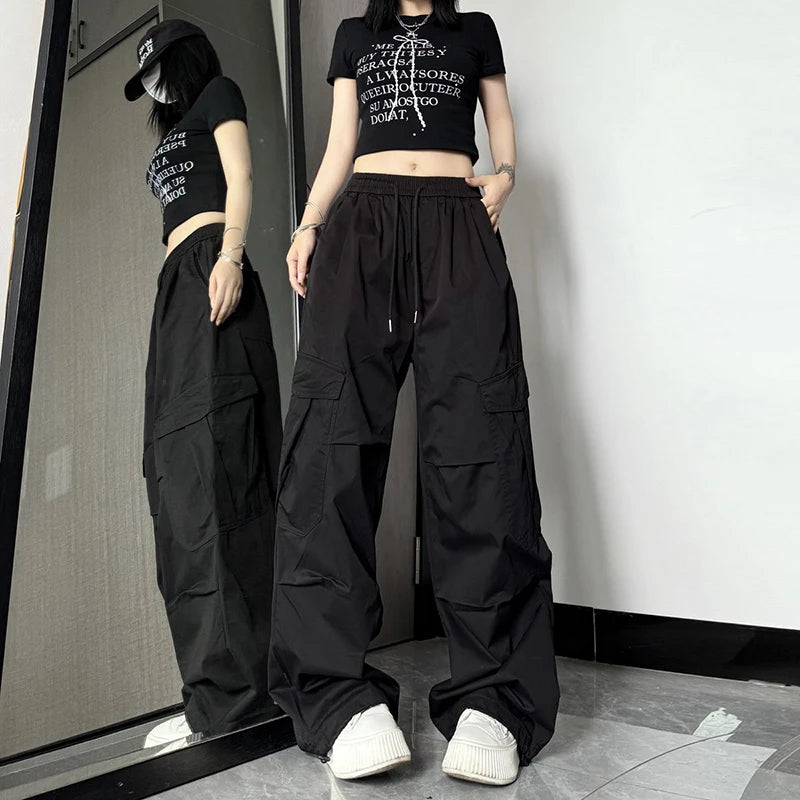Y2K High Waist Wide Leg Cargo Pants – Streetwear Essential Pants LUNARITY GARAGE