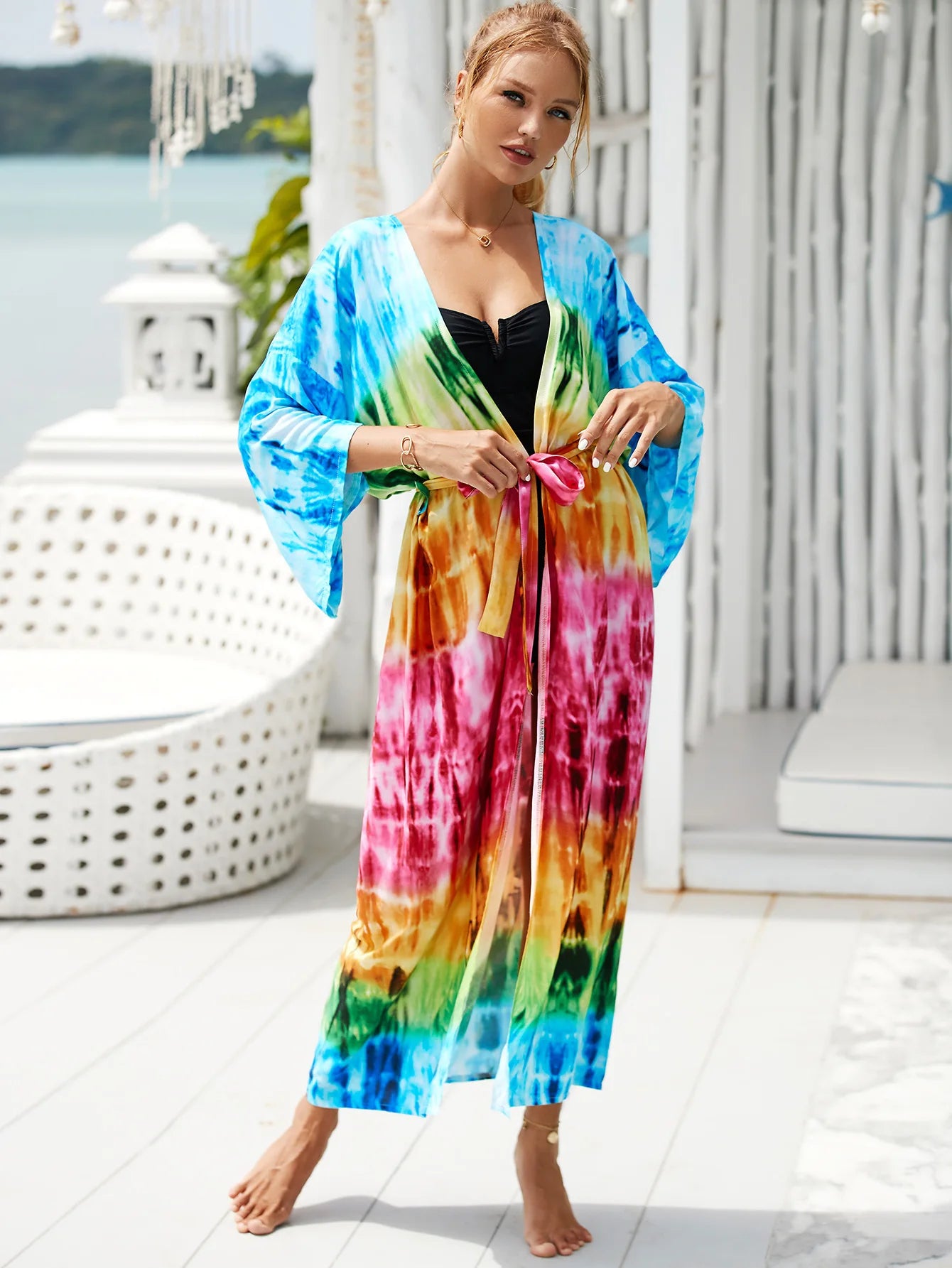 The Africa Printed Beach Kimono Cover-Up