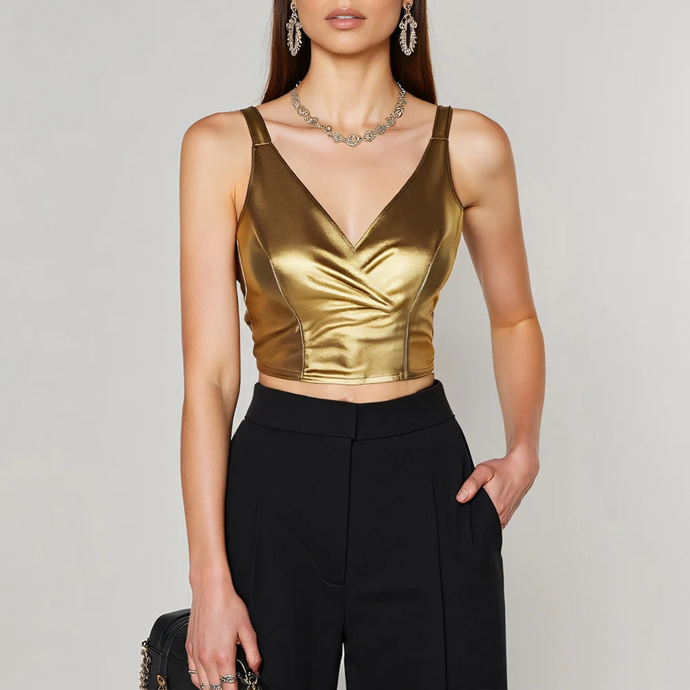Fashion Skinny Fit Bowknot Tank Top - Sweetheart Neck Sleeveless Streetwear Tank top LUNARITY GARAGE Gold S