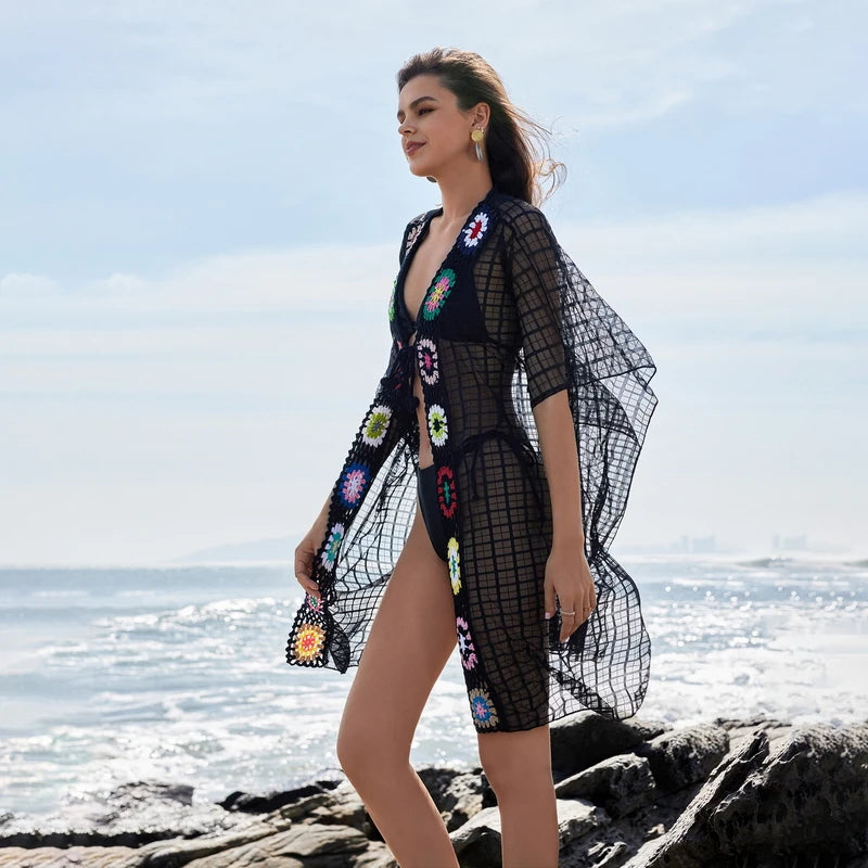 Crochet Bat Sleeve Beach Cardigan Cover-Up covers up LUNARITY GARAGE