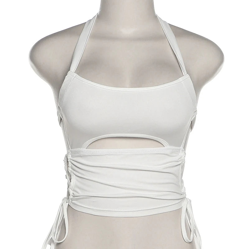 Y2K Backless Bandage Halter Crop Top – Bold & Trendy crop top LUNARITY GARAGE