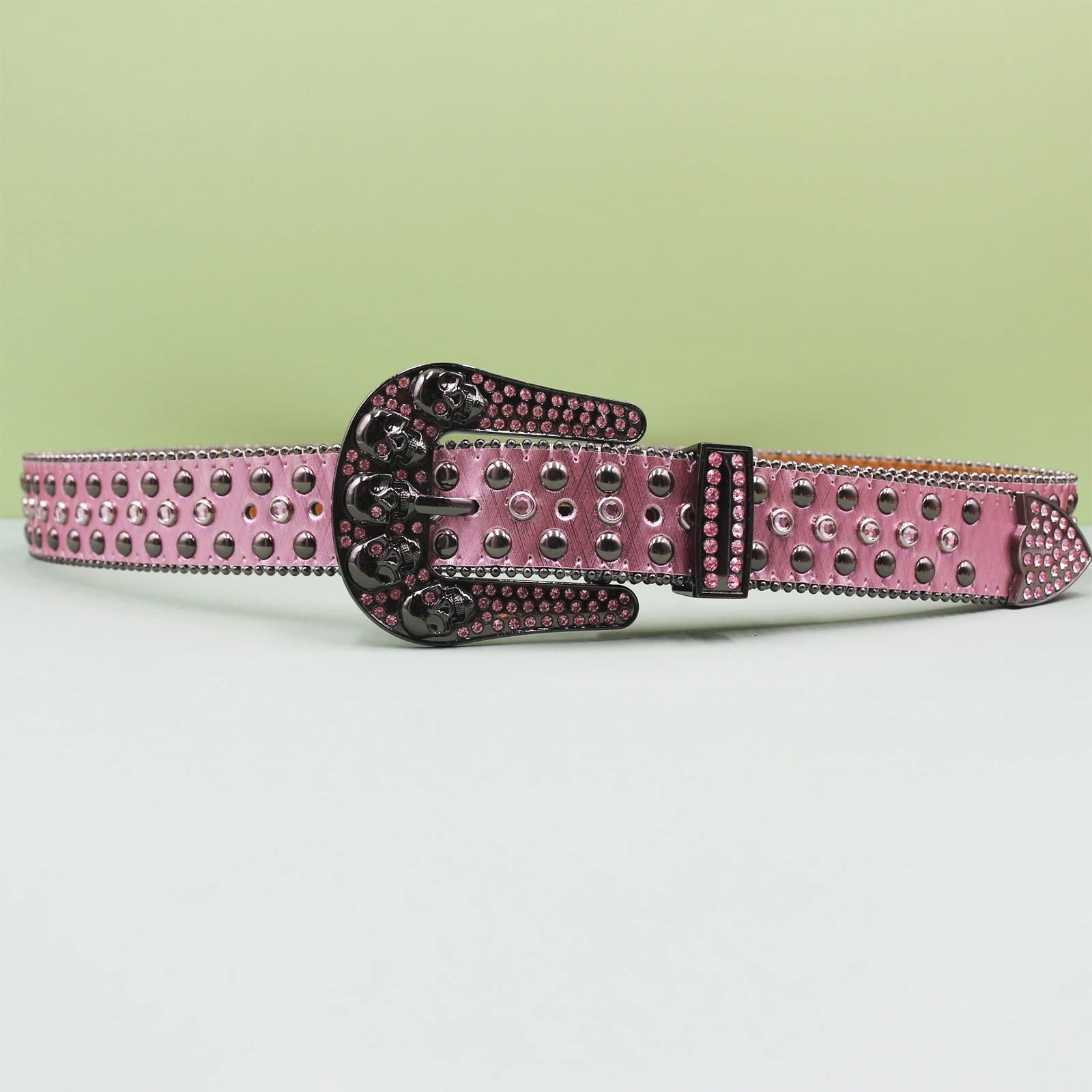 Y2K Skull Studded Full Belt – Bling Crystal Club Party Waistband belt LUNARITY GARAGE